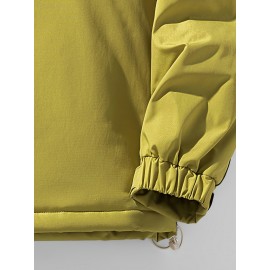 Plus Size Women'S Hooded Fleece Jacket, Casual Style, Non-Stretch Solid Color, Long Sleeve, Regular Length, with Pockets, Woven Fabric Outerwear with Polyester Lining for Winter Plus Size Women'S Hooded Fleece Jacket, Casual Style, Non-Stretch Solid Color, Long Sleeve, Regular Length, with Pockets, Woven Fabric Outerwear with Polyester Lining for Winter