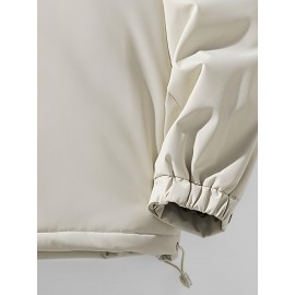 Plus Size Women'S Hooded Fleece Jacket, Casual Style, Non-Stretch Solid Color, Long Sleeve, Regular Length, with Pockets, Woven Fabric Outerwear with Polyester Lining for Winter Plus Size Women'S Hooded Fleece Jacket, Casual Style, Non-Stretch Solid Color, Long Sleeve, Regular Length, with Pockets, Woven Fabric Outerwear with Polyester Lining for Winter