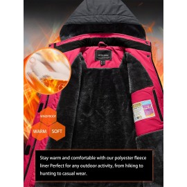 Large-size Women's Waterproof Soft-shell Ski Jacket with Fleece Lining, Hooded, Multiple Pockets, Warm, Comfortable, Bright Colors, Plus-size Coat for Outdoor Sports, Snowsports, Snowboarding, Hiking, Mountaineering, Camping, Daily Casual Work Large-size Women's Waterproof Soft-shell Ski Jacket with Fleece Lining, Hooded, Multiple Pockets, Warm, Comfortable, Bright Colors, Plus-size Coat for Outdoor Sports, Snowsports, Snowboarding, Hiking, Mountaineering, Camping, Daily Casual Work