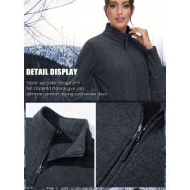 Women's Plus Size Fleece Jacket Full Zip Stand Collar Casual Jacket Autumn And Winter Warm Coat Lightweight Soft Comfort Jacket 2 Zipper Pockets Daily Travel Wear Commute Office To School Home Outdoor Recreation Activities Large Size Fleece Jacket Women's Plus Size Fleece Jacket Full Zip Stand Collar Casual Jacket Autumn And Winter Warm Coat Lightweight Soft Comfort Jacket 2 Zipper Pockets Daily Travel Wear Commute Office To School Home Outdoor Recreation Activities Large Size Fleece Jacket