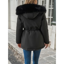1pc Women'S Plus Size Casual Style Hooded Softshell Jacket, Polyester Fabric, Solid Color, Drawstring Detail, Regular Length, Long Sleeves for Autumn/Winter 1pc Women'S Plus Size Casual Style Hooded Softshell Jacket, Polyester Fabric, Solid Color, Drawstring Detail, Regular Length, Long Sleeves for Autumn/Winter