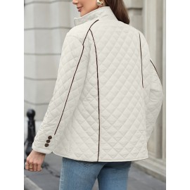 Women's Oversized Polyester Coat, Casual Hug Fit, Small Stand Collar, Long Sleeve, Zipper Closure, Autumn And Winter Warm Coat Women's Oversized Polyester Coat, Casual Hug Fit, Small Stand Collar, Long Sleeve, Zipper Closure, Autumn And Winter Warm Coat