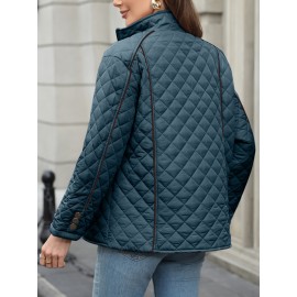 Women's Oversized Polyester Coat, Casual Hug Fit, Small Stand Collar, Long Sleeve, Zipper Closure, Autumn And Winter Warm Coat Women's Oversized Polyester Coat, Casual Hug Fit, Small Stand Collar, Long Sleeve, Zipper Closure, Autumn And Winter Warm Coat