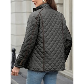 Women's Oversized Polyester Coat, Casual Hug Fit, Small Stand Collar, Long Sleeve, Zipper Closure, Autumn And Winter Warm Coat Women's Oversized Polyester Coat, Casual Hug Fit, Small Stand Collar, Long Sleeve, Zipper Closure, Autumn And Winter Warm Coat