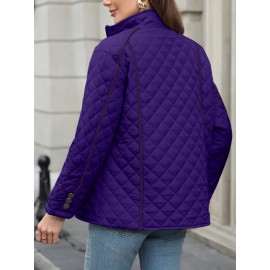 Women's Oversized Polyester Coat, Casual Hug Fit, Small Stand Collar, Long Sleeve, Zipper Closure, Autumn And Winter Warm Coat Women's Oversized Polyester Coat, Casual Hug Fit, Small Stand Collar, Long Sleeve, Zipper Closure, Autumn And Winter Warm Coat