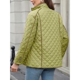 Women's Oversized Polyester Coat, Casual Hug Fit, Small Stand Collar, Long Sleeve, Zipper Closure, Autumn And Winter Warm Coat Women's Oversized Polyester Coat, Casual Hug Fit, Small Stand Collar, Long Sleeve, Zipper Closure, Autumn And Winter Warm Coat