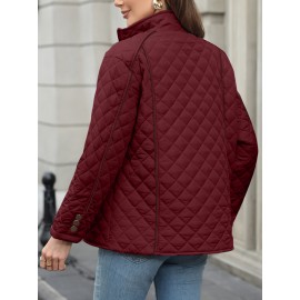 Women's Oversized Polyester Coat, Casual Hug Fit, Small Stand Collar, Long Sleeve, Zipper Closure, Autumn And Winter Warm Coat Women's Oversized Polyester Coat, Casual Hug Fit, Small Stand Collar, Long Sleeve, Zipper Closure, Autumn And Winter Warm Coat