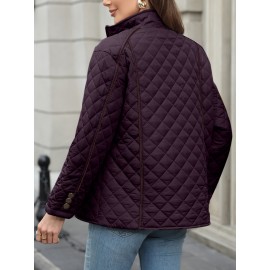 Women's Oversized Polyester Coat, Casual Hug Fit, Small Stand Collar, Long Sleeve, Zipper Closure, Autumn And Winter Warm Coat Women's Oversized Polyester Coat, Casual Hug Fit, Small Stand Collar, Long Sleeve, Zipper Closure, Autumn And Winter Warm Coat