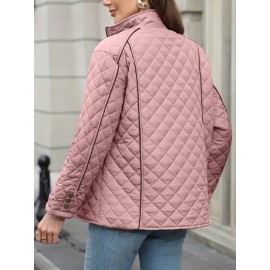 Women's Oversized Polyester Coat, Casual Hug Fit, Small Stand Collar, Long Sleeve, Zipper Closure, Autumn And Winter Warm Coat Women's Oversized Polyester Coat, Casual Hug Fit, Small Stand Collar, Long Sleeve, Zipper Closure, Autumn And Winter Warm Coat