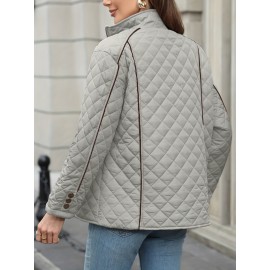 Women's Oversized Polyester Coat, Casual Hug Fit, Small Stand Collar, Long Sleeve, Zipper Closure, Autumn And Winter Warm Coat Women's Oversized Polyester Coat, Casual Hug Fit, Small Stand Collar, Long Sleeve, Zipper Closure, Autumn And Winter Warm Coat