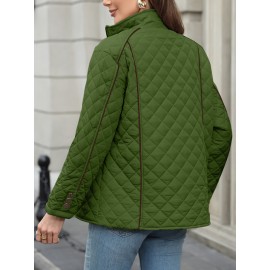 Women's Oversized Polyester Coat, Casual Hug Fit, Small Stand Collar, Long Sleeve, Zipper Closure, Autumn And Winter Warm Coat Women's Oversized Polyester Coat, Casual Hug Fit, Small Stand Collar, Long Sleeve, Zipper Closure, Autumn And Winter Warm Coat