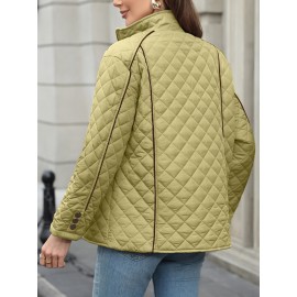 Women's Oversized Polyester Coat, Casual Hug Fit, Small Stand Collar, Long Sleeve, Zipper Closure, Autumn And Winter Warm Coat Women's Oversized Polyester Coat, Casual Hug Fit, Small Stand Collar, Long Sleeve, Zipper Closure, Autumn And Winter Warm Coat