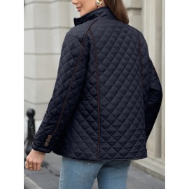 Women's Oversized Polyester Coat, Casual Hug Fit, Small Stand Collar, Long Sleeve, Zipper Closure, Autumn And Winter Warm Coat Women's Oversized Polyester Coat, Casual Hug Fit, Small Stand Collar, Long Sleeve, Zipper Closure, Autumn And Winter Warm Coat