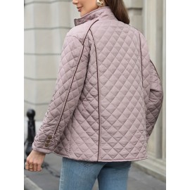 Women's Oversized Polyester Coat, Casual Hug Fit, Small Stand Collar, Long Sleeve, Zipper Closure, Autumn And Winter Warm Coat Women's Oversized Polyester Coat, Casual Hug Fit, Small Stand Collar, Long Sleeve, Zipper Closure, Autumn And Winter Warm Coat