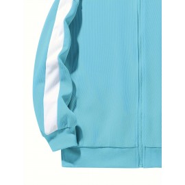 Chic Plus Size Women's Hooded Jacket - Color Block, Zip-Up Outdoor Coat With Drawstring & Pockets For Fall/Winter Chic Plus Size Women's Hooded Jacket - Color Block, Zip-Up Outdoor Coat With Drawstring & Pockets For Fall/Winter