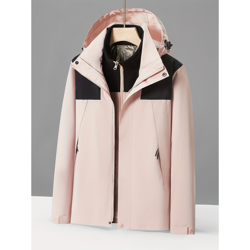 Women's 3-in-1 Winter Outdoor Jacket Set - Waterproof, Windproof & Warm with Detachable Fleece Liner, Hooded for Hiking & Travel Women's 3-in-1 Winter Outdoor Jacket Set - Waterproof, Windproof & Warm with Detachable Fleece Liner, Hooded for Hiking & Travel