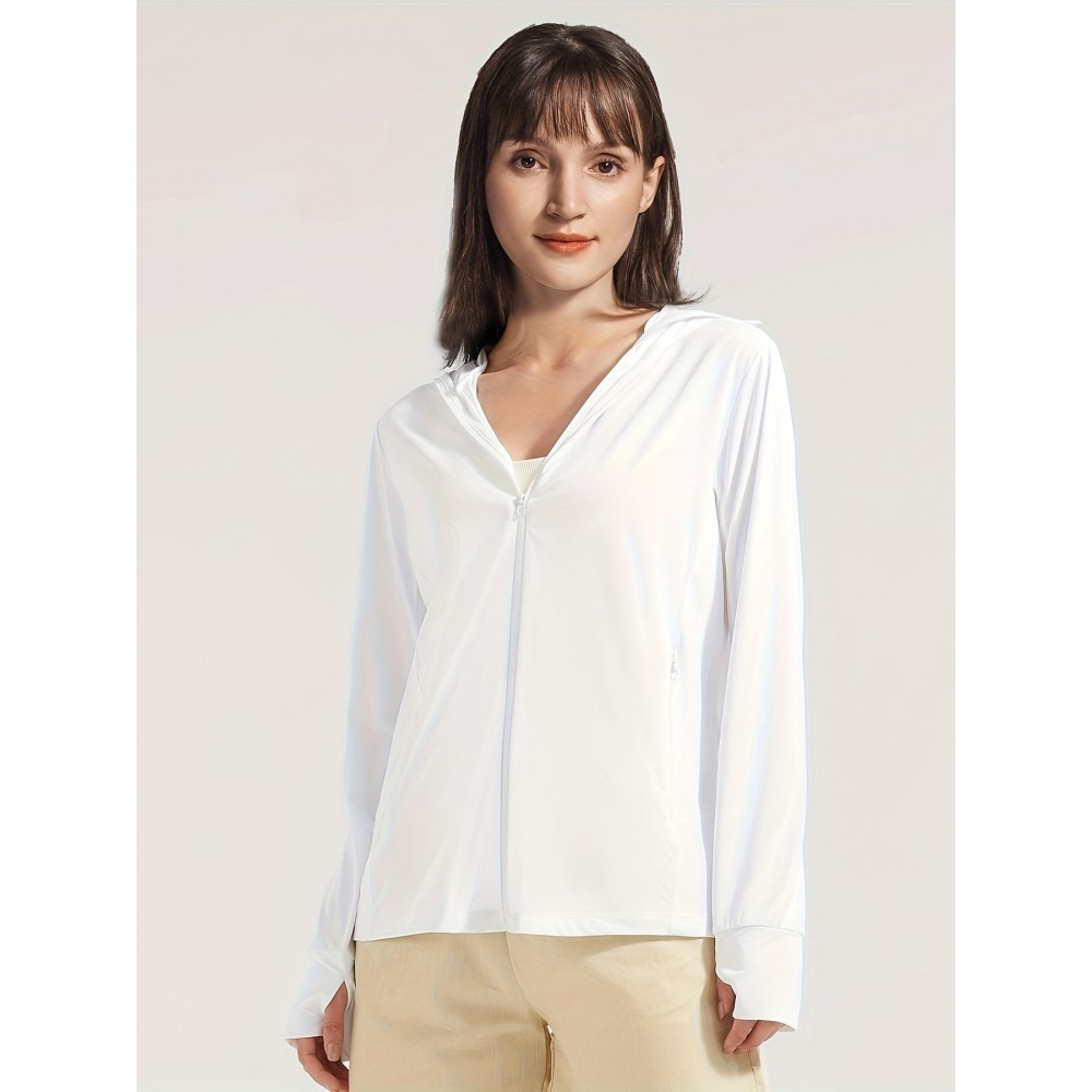 Women's Plus Size Solid Lightweight Hooded Sports Jacket, Spring/Summer, Pockets Women's Plus Size Solid Lightweight Hooded Sports Jacket, Spring/Summer, Pockets