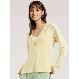 Women's Plus Size Solid Lightweight Hooded Sports Jacket, Spring/Summer, Pockets Women's Plus Size Solid Lightweight Hooded Sports Jacket, Spring/Summer, Pockets