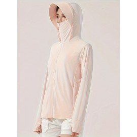 Women's Plus Size Solid Lightweight Hooded Sports Jacket, Spring/Summer, Pockets Women's Plus Size Solid Lightweight Hooded Sports Jacket, Spring/Summer, Pockets