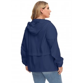 Plus Size Raincoat Women Water Resistant Rain Jacket Packable Outdoor Hooded Windbreaker