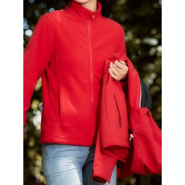 Women's Plus Size Outdoor 3-in-1 Jacket, Colorblock Waterproof Hooded Zip-up Windbreaker, Ideal For Autumn/Winter Hiking & Sports Women's Plus Size Outdoor 3-in-1 Jacket, Colorblock Waterproof Hooded Zip-up Windbreaker, Ideal For Autumn/Winter Hiking & Sports