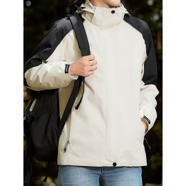 Women's Plus Size Outdoor 3-in-1 Jacket, Colorblock Waterproof Hooded Zip-up Windbreaker, Ideal For Autumn/Winter Hiking & Sports Women's Plus Size Outdoor 3-in-1 Jacket, Colorblock Waterproof Hooded Zip-up Windbreaker, Ideal For Autumn/Winter Hiking & Sports
