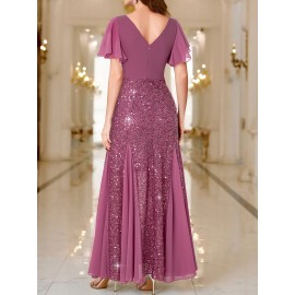 Elegant Sequin Sweetheart Neck Maxi Dress - Bodycon Fit, Micro Elastic Polyester, Puff Sleeves, Solid Color, Hand Wash - Perfect for Party & Banquet, Womens Clothing Elegant Sequin Sweetheart Neck Maxi Dress - Bodycon Fit, Micro Elastic Polyester, Puff Sleeves, Solid Color, Hand Wash - Perfect for Party & Banquet, Womens Clothing