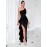 Elegant One Shoulder Split Ruffle Hem Maxi Dress, Sleeveless Slim-Fit Party & Banquet Dress for Women