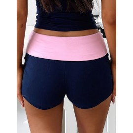 Y2K Style Shorts for Women - Medium Stretch, Hand Washable, Solid Color, All Season Polyester Blend Fabric