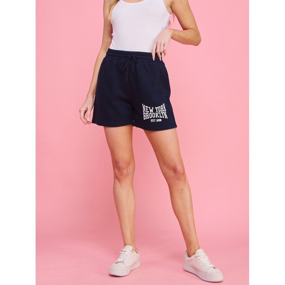 Women's Navy Soft Fleece Casual Active Sweat Shorts - New York Brooklyn Design, All-Season Comfort Women's Navy Soft Fleece Casual Active Sweat Shorts - New York Brooklyn Design, All-Season Comfort