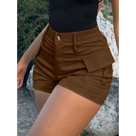 Womens High Waist Cargo Shorts with Flap Pockets - Stylish Vacation Wear for Spring & Summer - Trendy Comfortable Fashion